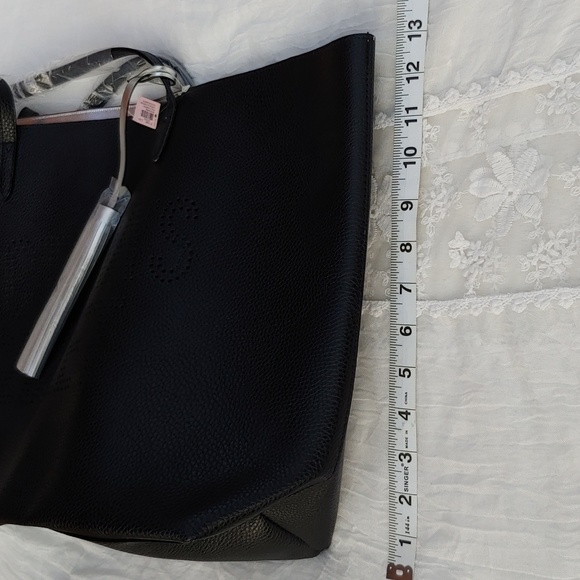Victoria's Secret Black and Silver Synthetic Leather Tote - Picture 11 of 12